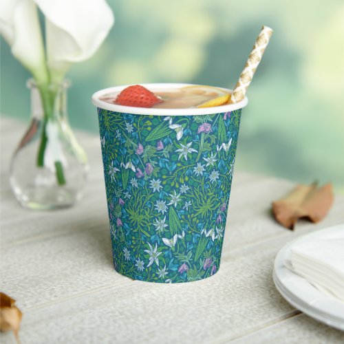 Spring Garden Mothers Day Blue Purple White Paper Cups