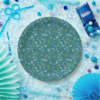 Spring Garden Mother's Day Blue Purple White Paper Plates