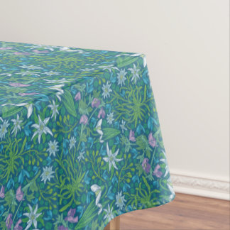 Spring Garden Mother's Day Blue Purple White Tablecloth
