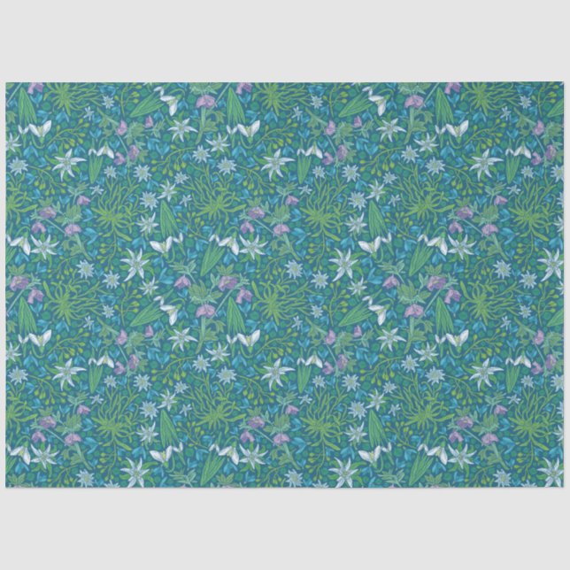 Spring Garden Mother's Day Blue Purple White Tissue Paper (Front)