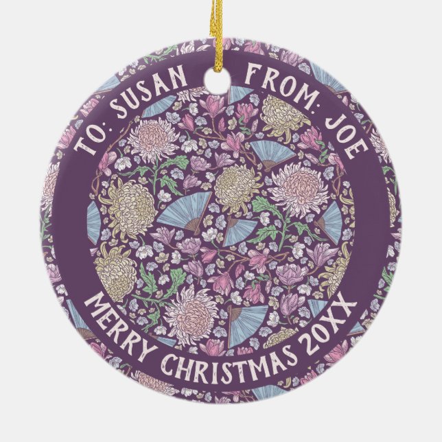 Spring Garden Mother's Day Chrysanthemum Mum Japan Ceramic Ornament (Back)