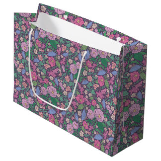 Spring Garden Mother's Day Poppies Japanese Fans Large Gift Bag