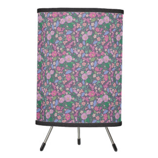 Spring Garden Mother's Day Poppies Japanese Fans Tripod Lamp