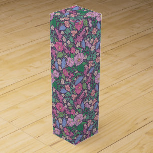 Spring Garden Mother's Day Poppies Japanese Fans Wine Box