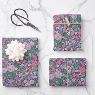 Spring Garden Mother's Day Poppies Japanese Fans Wrapping Paper Sheets