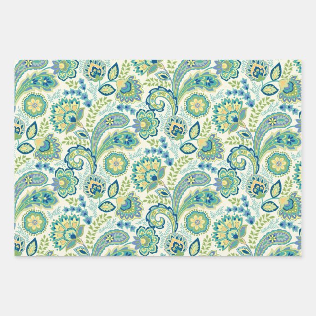 Spring Garden Paisley Wrapping Paper Sheets (Front)