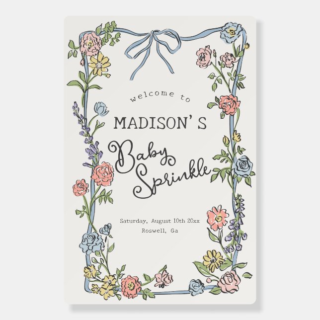 Spring Garden Party Floral Baby Sprinkle Welcome Foam Board (Front)