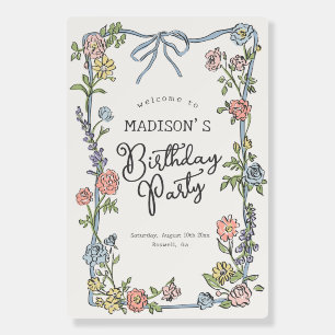 Spring Garden Party Floral Birthday Welcome Sign