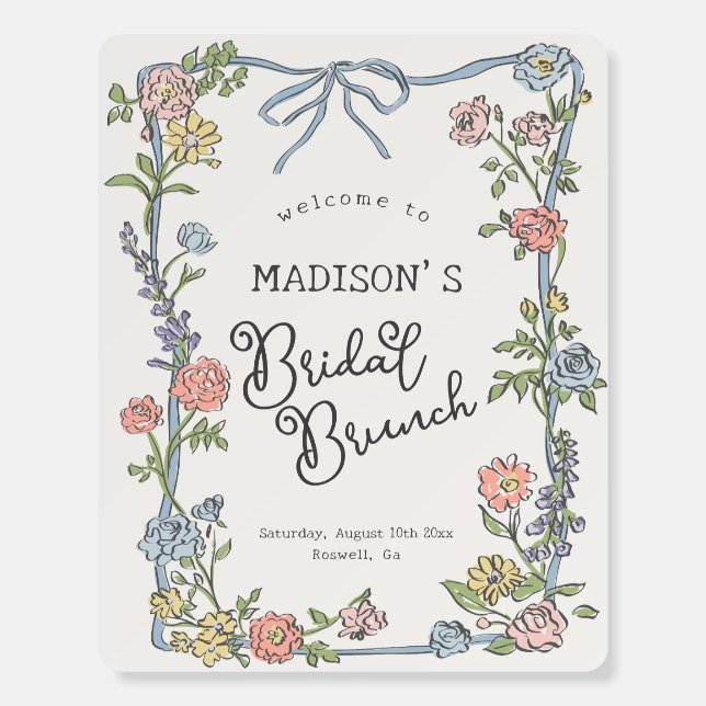 Spring Garden Party Floral Bridal Brunch Welcome Foam Board (Front)
