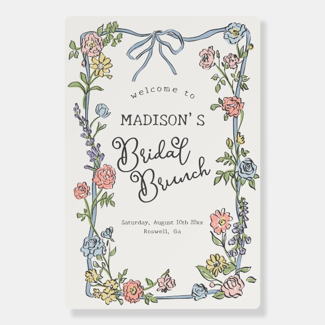 Spring Garden Party Floral Bridal Brunch Welcome Foam Board (Front)