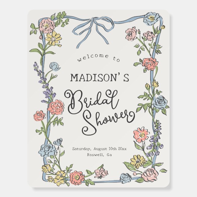 Spring Garden Party Floral Bridal Shower Welcome Foam Board (Front)
