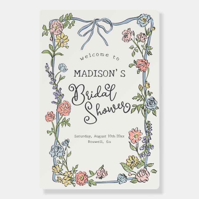 Spring Garden Party Floral Bridal Shower Welcome Foam Board (Front)