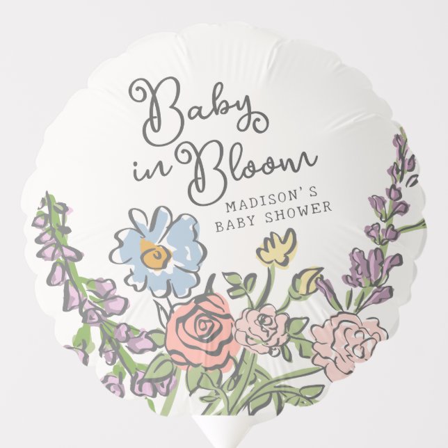 Spring Garden Party Pastel Floral Baby Shower Balloon (Front)