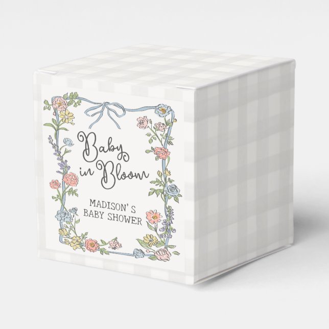 Spring Garden Party Pastel Floral Baby Shower Favor Boxes (Front Side)
