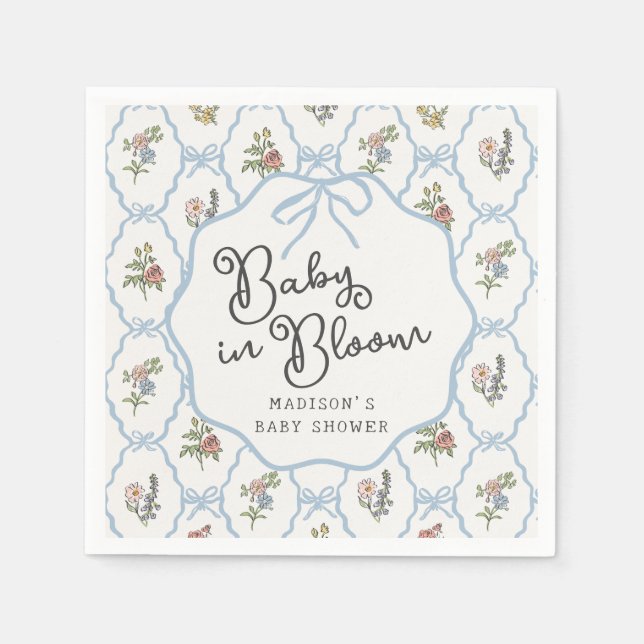 Spring Garden Party Pastel Floral Baby Shower Napkins (Front)
