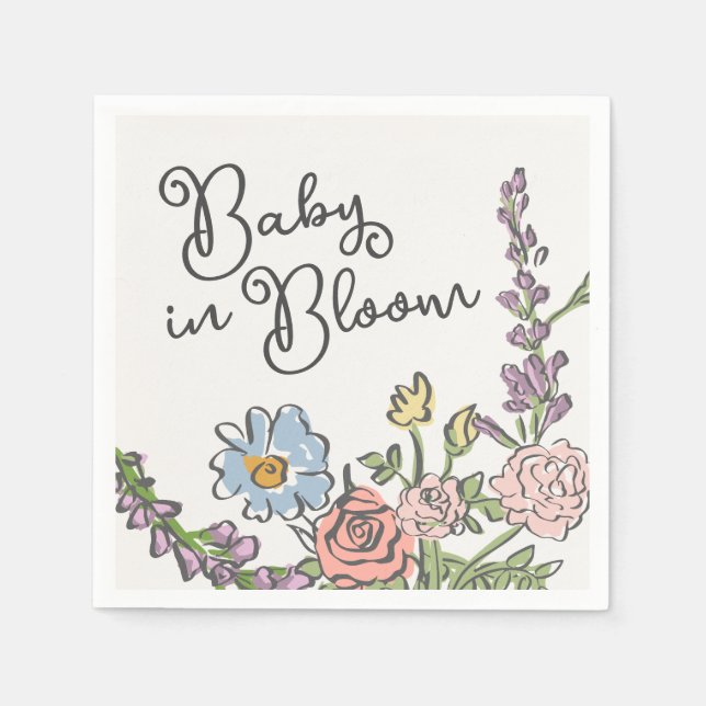 Spring Garden Party Pastel Floral Baby Shower Napkins (Front)
