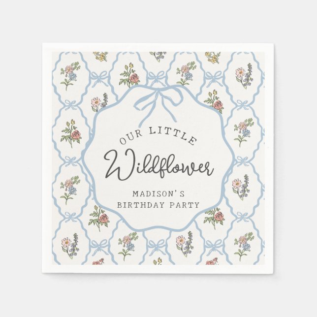 Spring Garden Party Pastel Floral Birthday Party Napkins (Front)