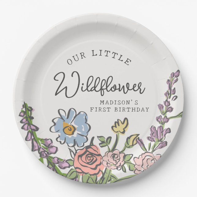 Spring Garden Party Pastel Floral Birthday Party Paper Plates (Front)