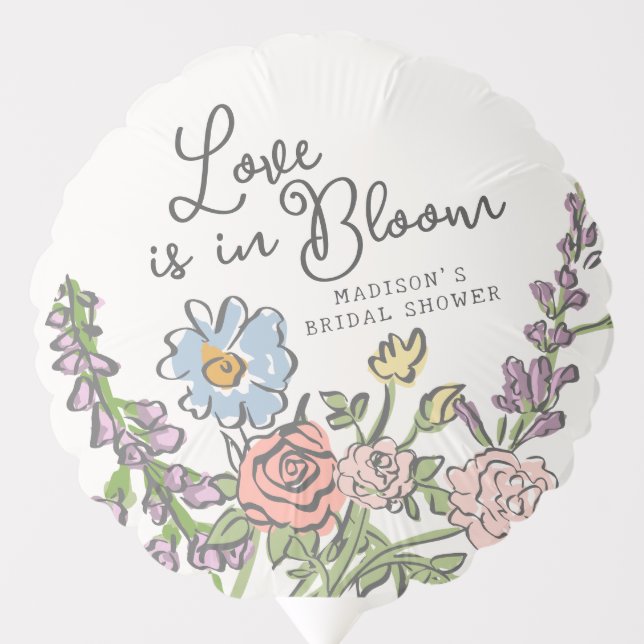 Spring Garden Party Pastel Floral Bridal Shower Balloon (Front)