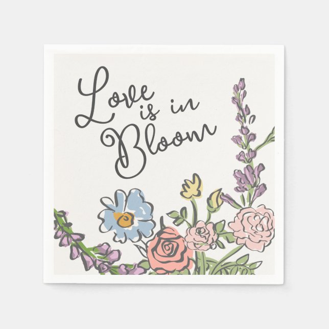 Spring Garden Party Pastel Floral Bridal Shower Napkins (Front)