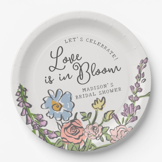 Spring Garden Party Pastel Floral Bridal Shower Paper Plates (Front)