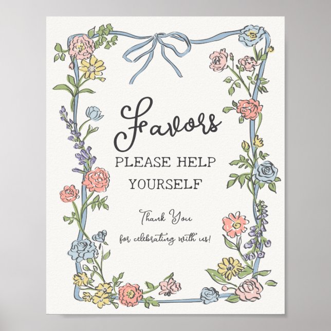 Spring Garden Party Pastel Floral Favors Poster (Front)