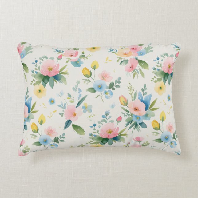 spring garden pastel florals accent pillow (Front)