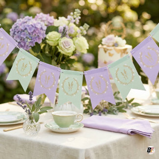 Spring Garden Pastel Purple & Green Party Bunting Flags