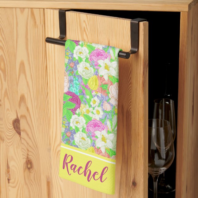 Spring garden personalized kitchen towel (Thirds Fold)