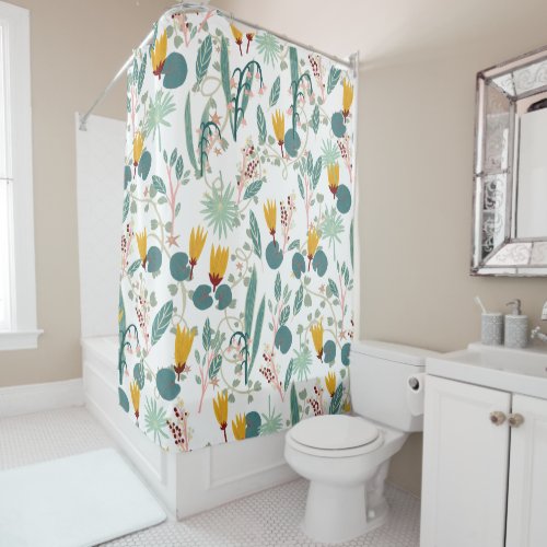 Spring Garden Plants  Flowers Pattern Shower Curtain