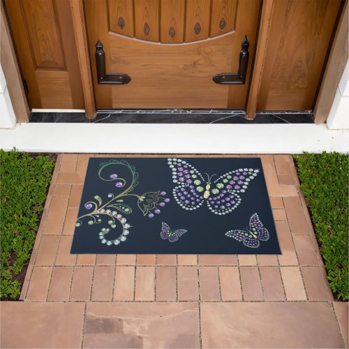 Spring Garden Rhinestone Butterfly Rug