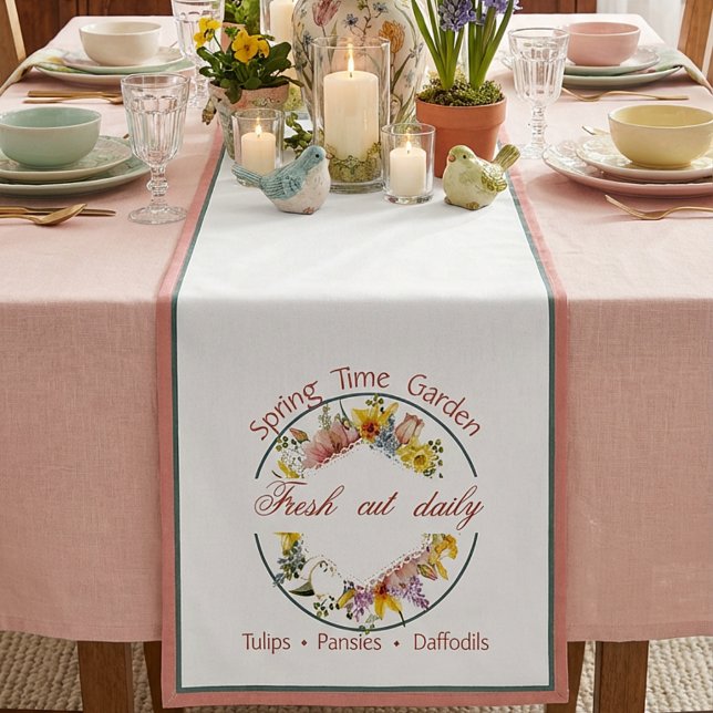 Spring Garden sign Medium Table Runner (Creator Uploaded)