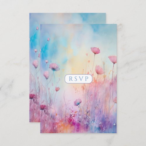 Spring Garden Sweet Sixteen Blue Pink Lavender RSVP Card