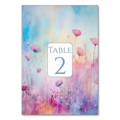 Spring Garden Sweet Sixteen Blue Pink Lavender Table Number