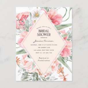 spring garden themed modern geometric floral invitation postcard