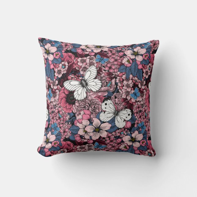 Spring garden throw pillow (Front)