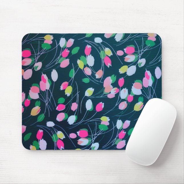 Spring Garden Tulip Flowers Bloom Watercolor Mouse Pad (With Mouse)