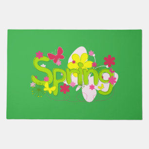Spring Garden Typography Flowers Butterflies Doormat