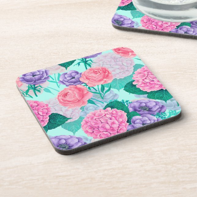 Spring garden watercolor 2 beverage coaster (Left Side)