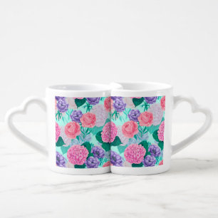 Spring garden watercolor 2 coffee mug set