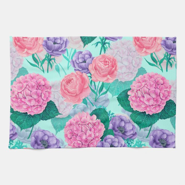 Spring garden watercolor 2 kitchen towel (Horizontal)