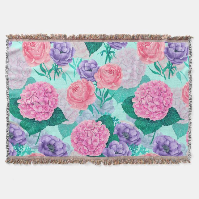 Spring garden watercolor 2 throw blanket (Front)