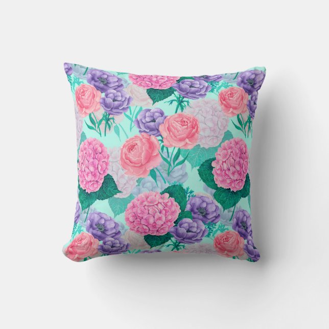 Spring garden watercolor 2 throw pillow (Front)