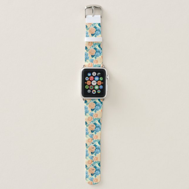 Spring garden watercolor apple watch band (Front)
