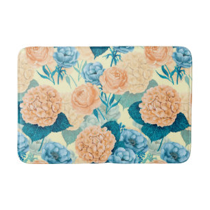 Spring garden watercolor bath mat
