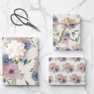 Spring Garden Watercolor Blush Pink Wrapping Paper Sheets