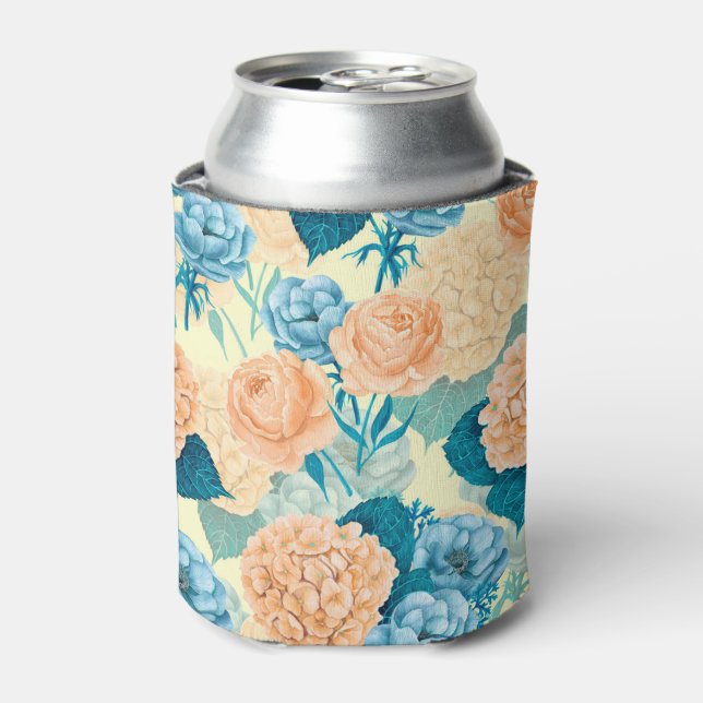 Spring garden watercolor can cooler (Can Front)