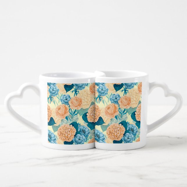 Spring garden watercolor coffee mug set (Front Nesting)