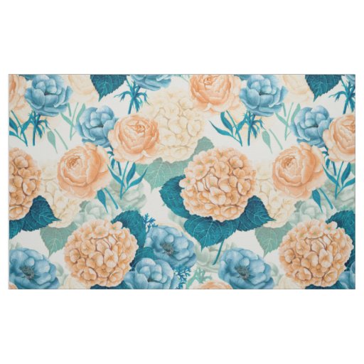 Spring garden watercolor fabric