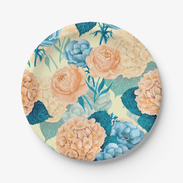 Spring garden watercolor paper plates (Front)